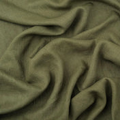 Washed Pure Olive Green Linen Fabric 205 g/m²