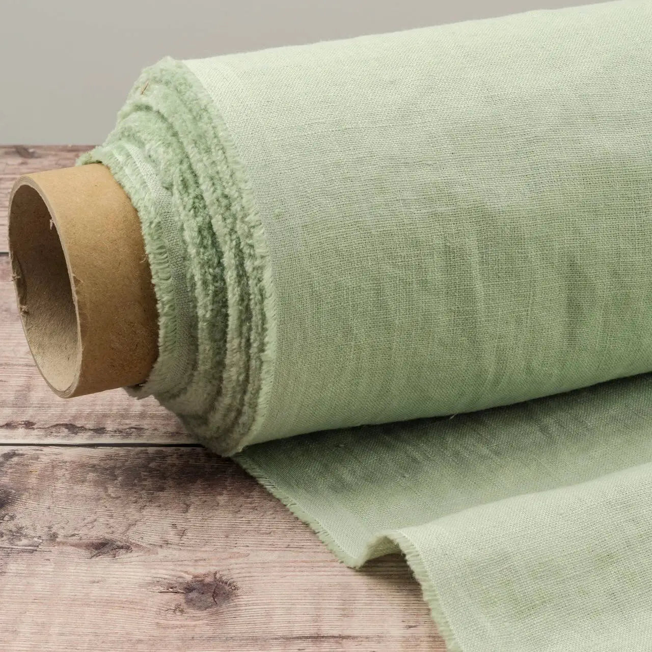 Washed Pure Pistachio Green Linen Fabric 205 g/m²