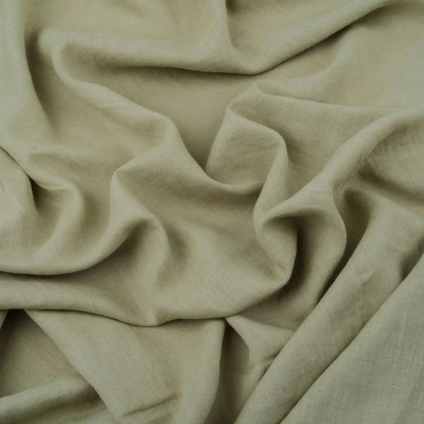 Washed Pure Light Sage Green Linen Fabric 205 g/m²