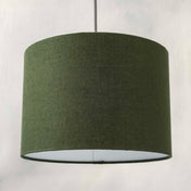 Dark green ceiling lampshade in textured linen