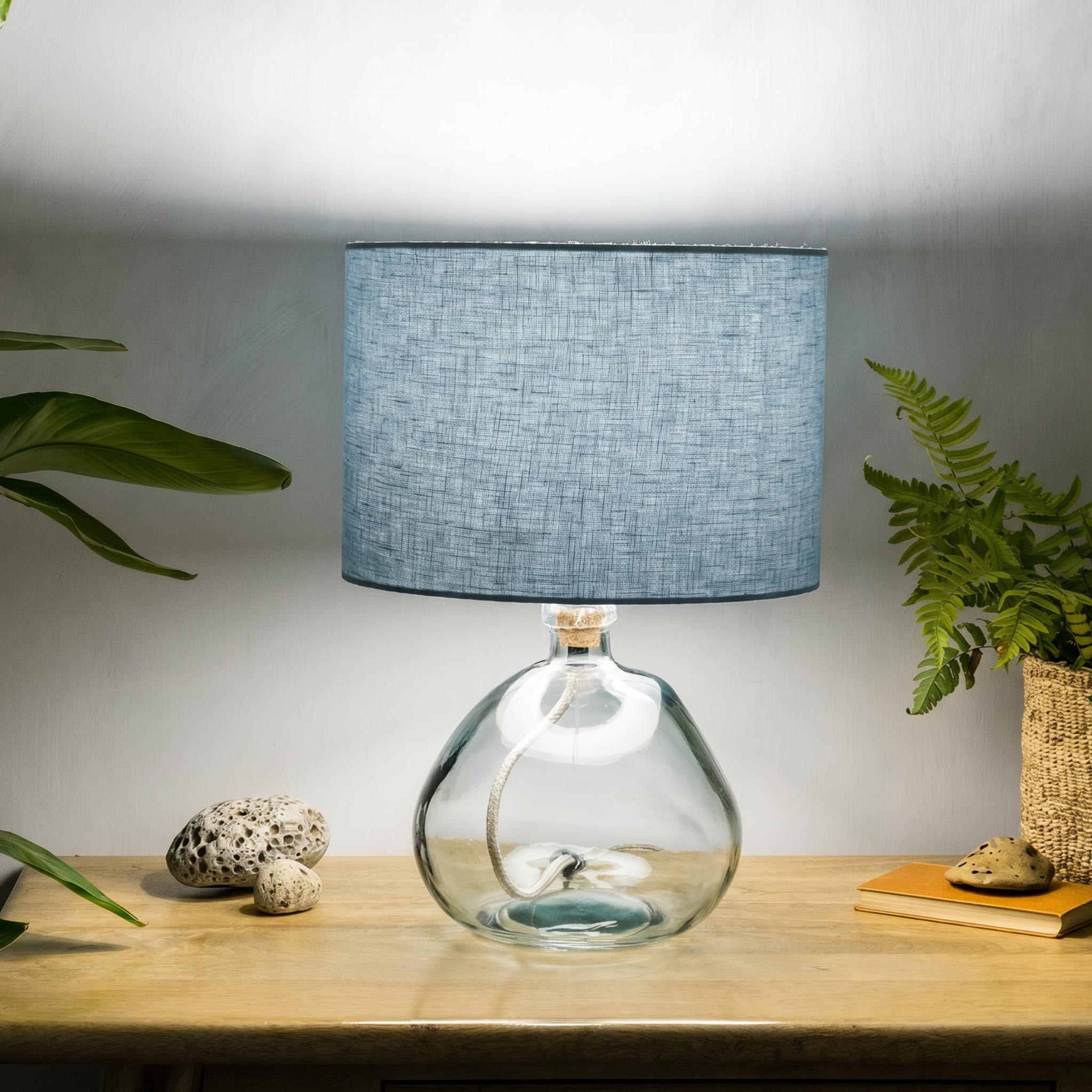 Blue Grey Linen Lampshade