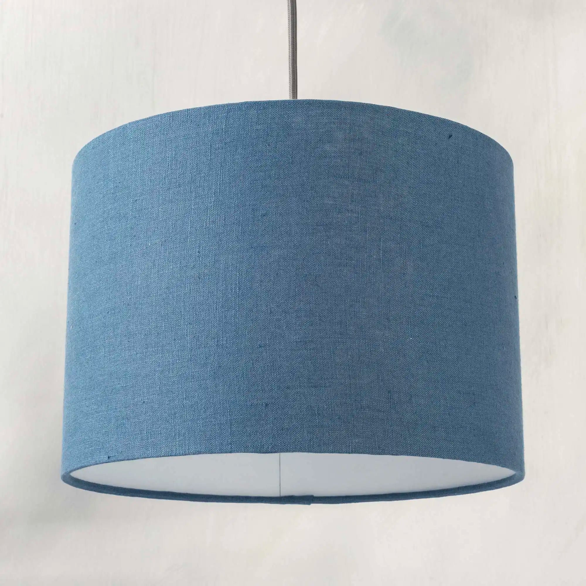 Dusty blue ceiling lampshade in textured linen