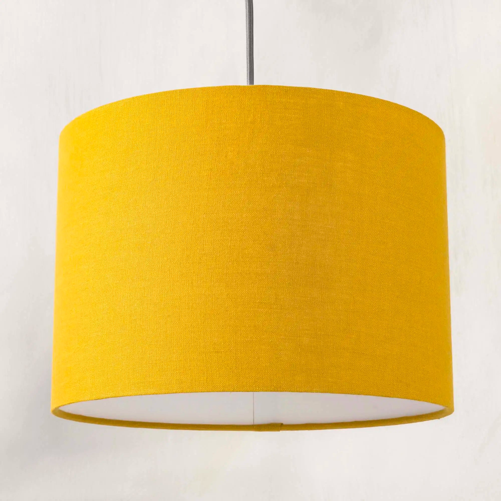 Mustard yellow ceiling lampshade in textured linen