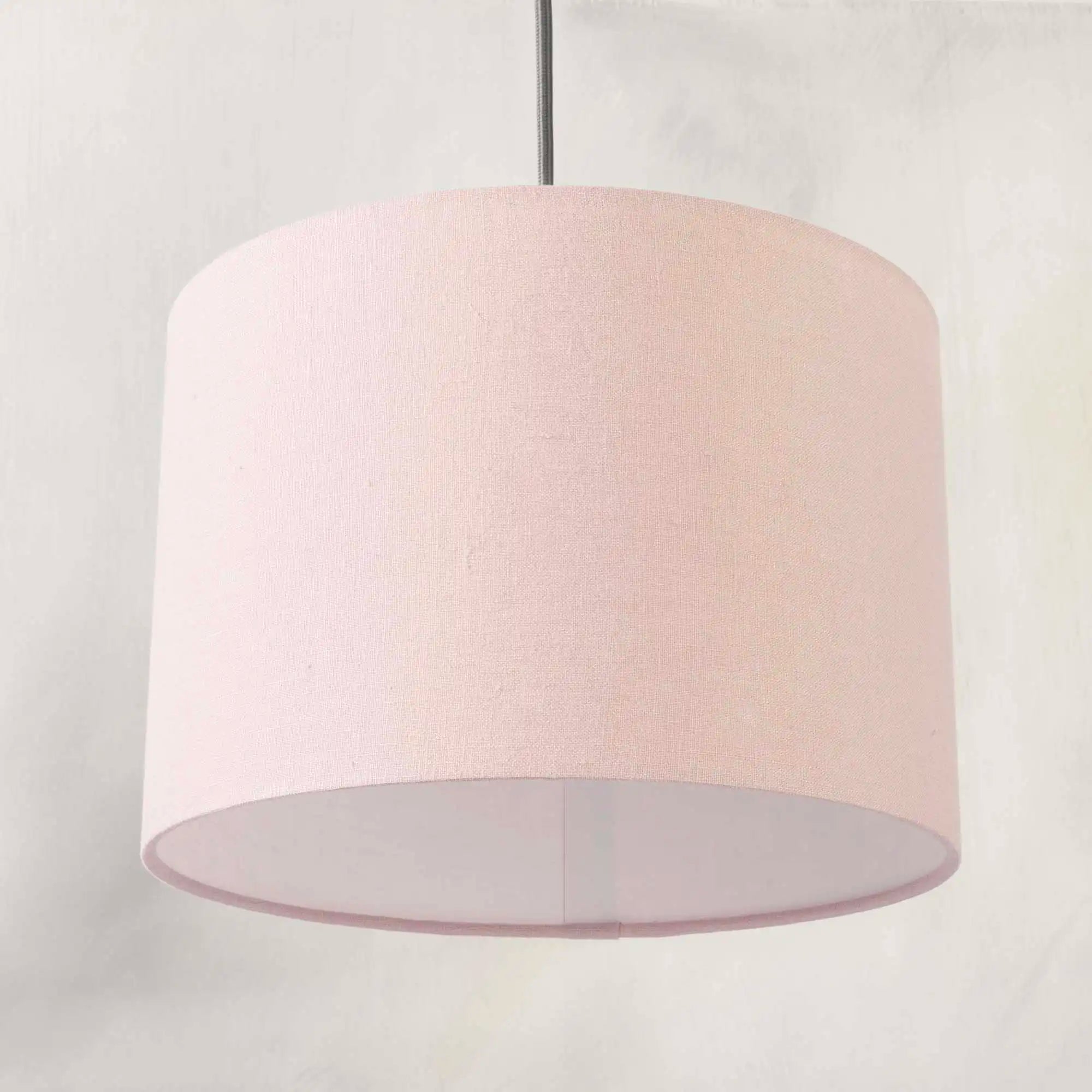 Light dusty pink ceiling lampshade in textured linen