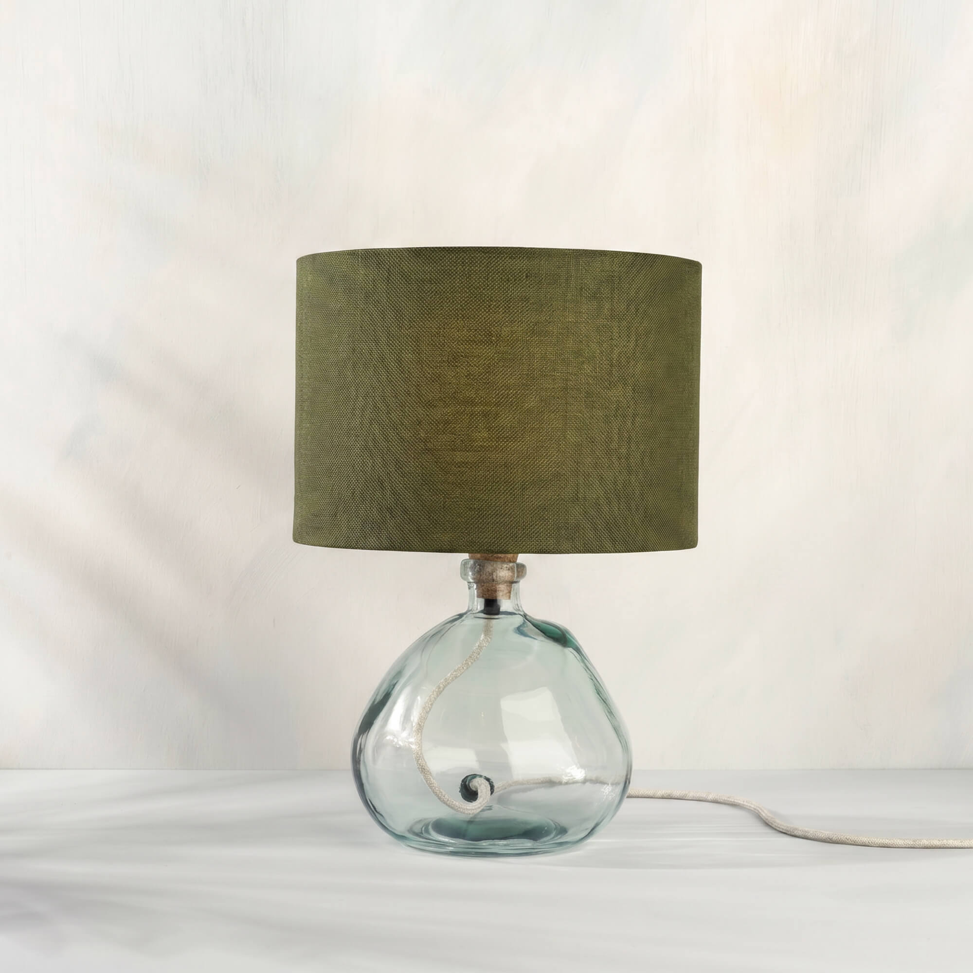 Olive Green Linen Lampshade