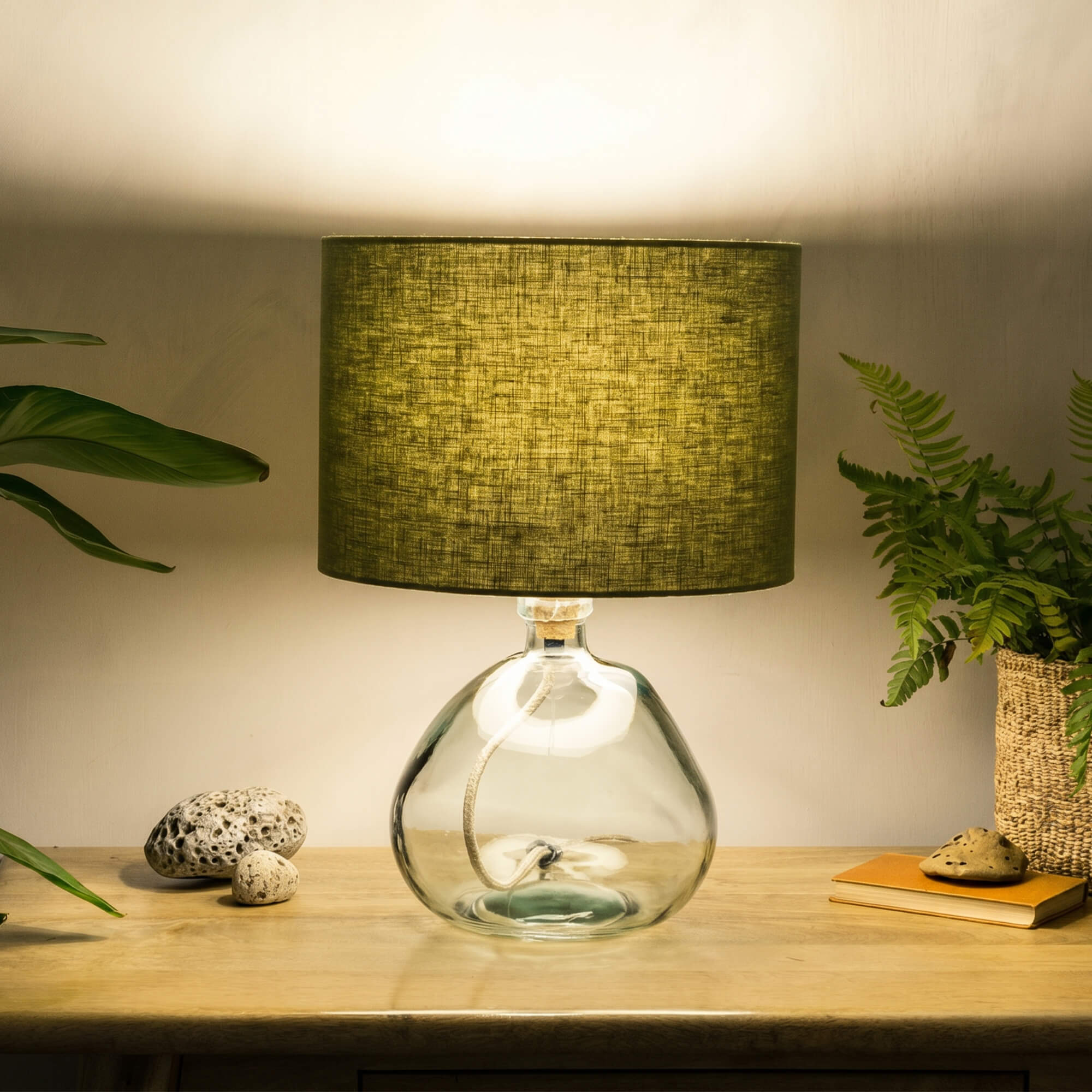 Olive Green Linen Lampshade