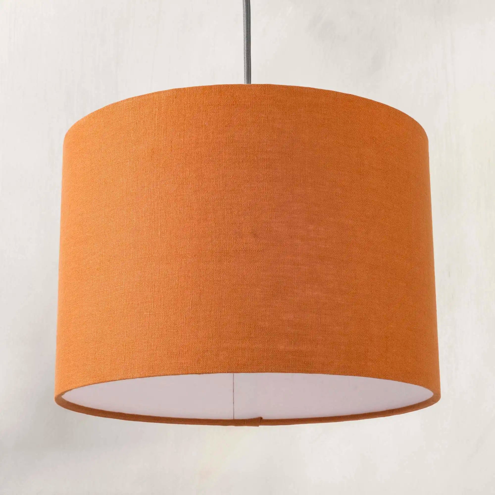 Pumpkin orange ceiling lampshade in textured linen