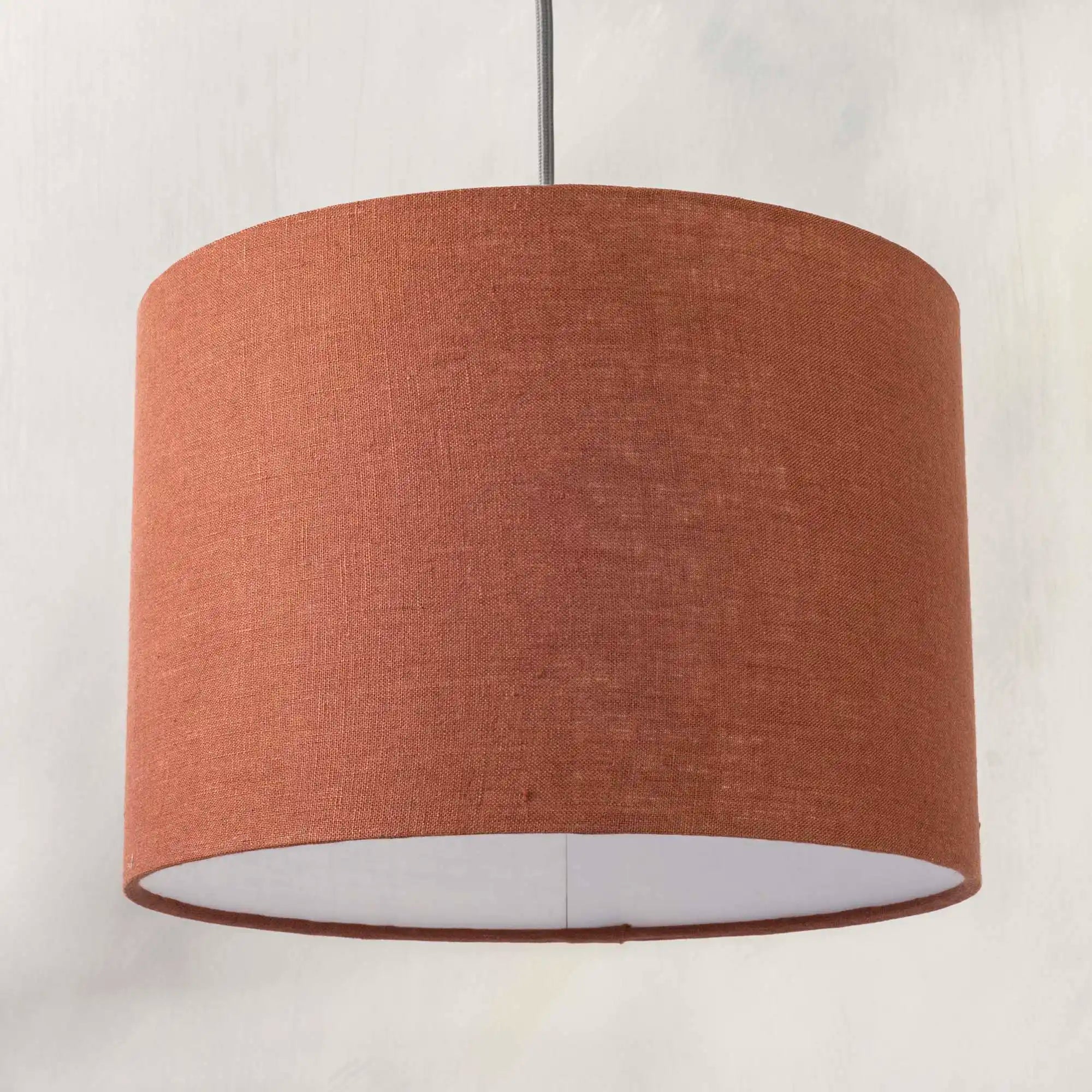 Terracotta ceiling lampshade in textured linen