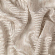 Natural & White Stripes linen fabric, crumpled to show its natural texture, washed European flax