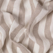 Wide Heavyweight Natural & White Stripes linen fabric, crumpled to show its natural texture, washed European flax