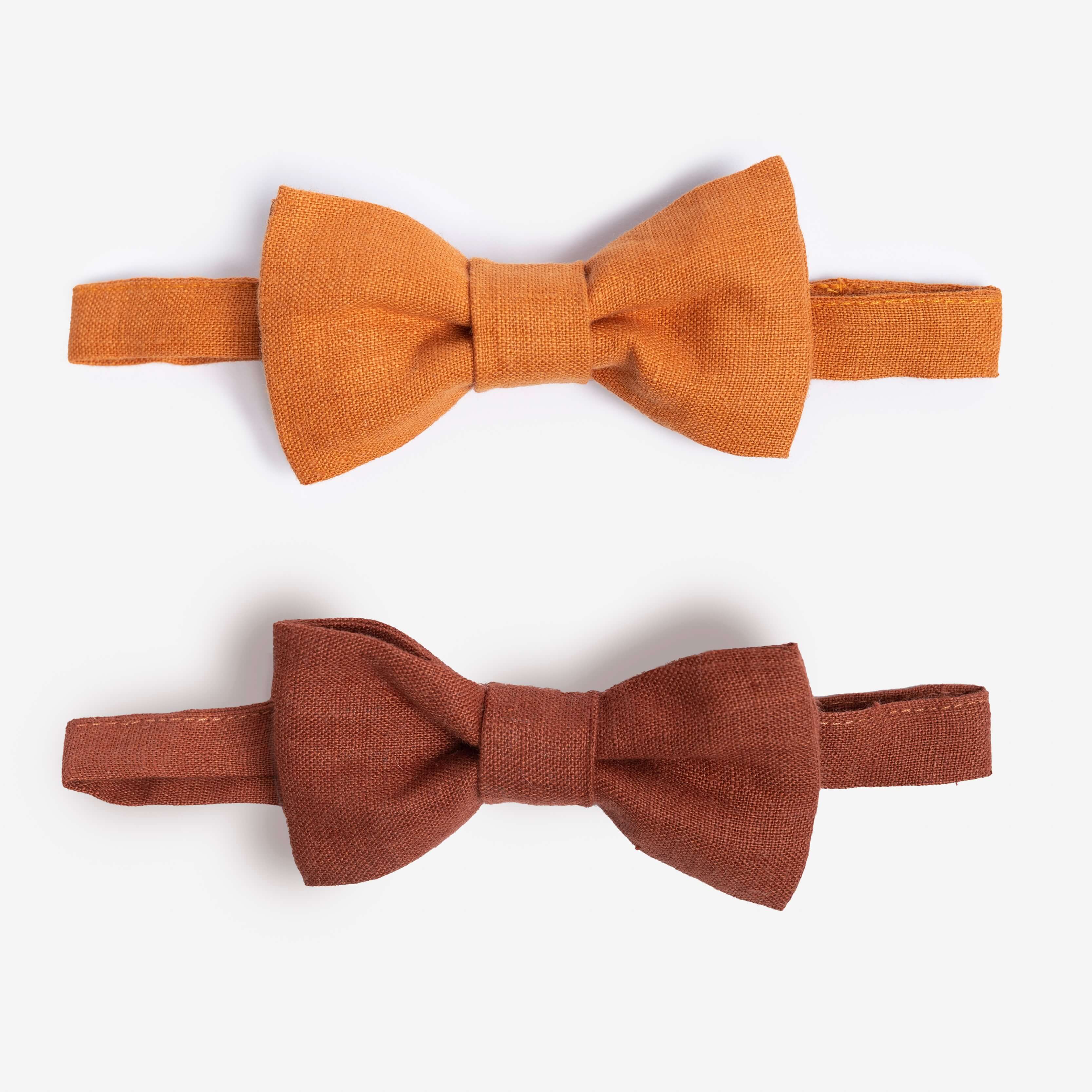 Terracotta Linen Bow Tie