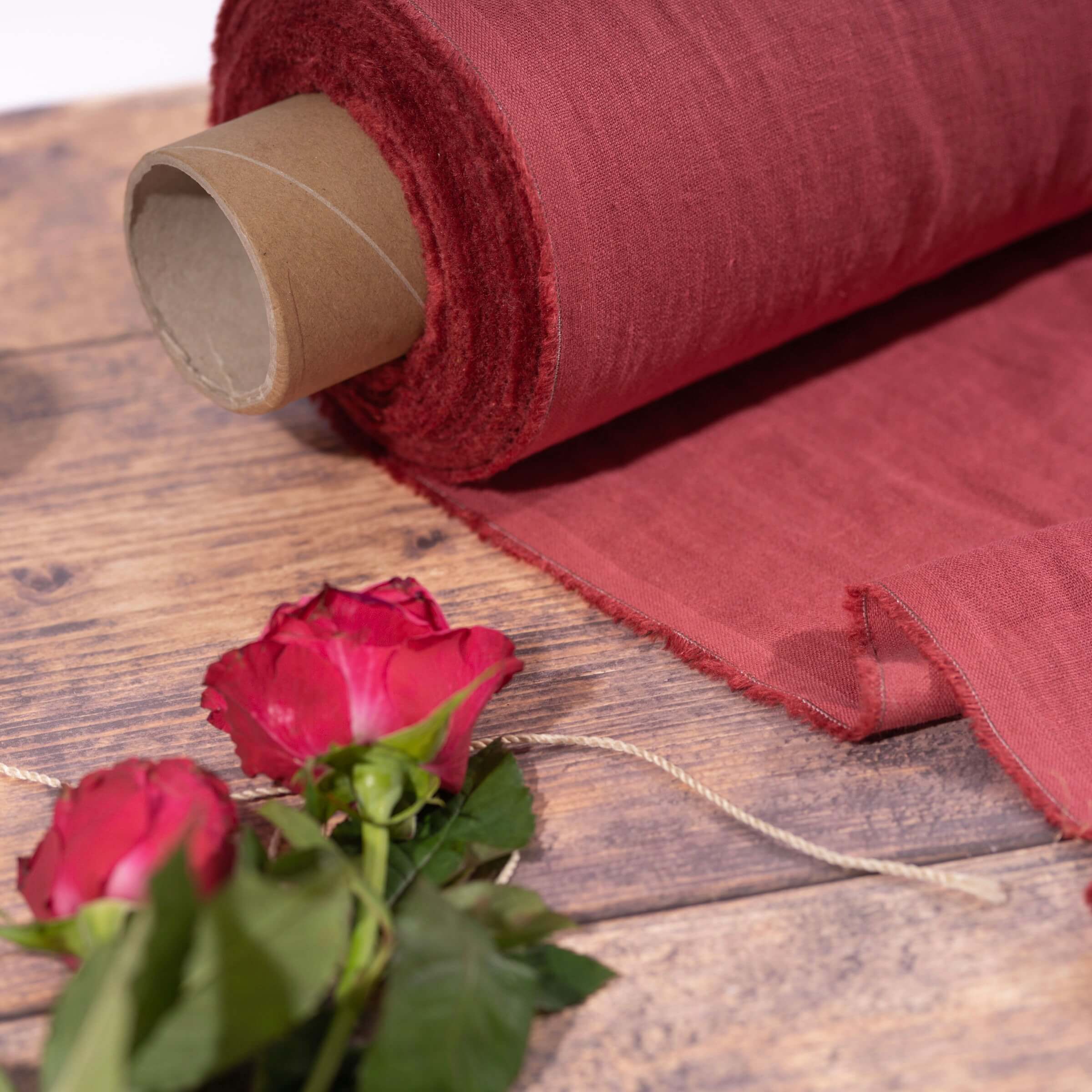 Washed Pure Raspberry Linen Fabric 205 g/m²