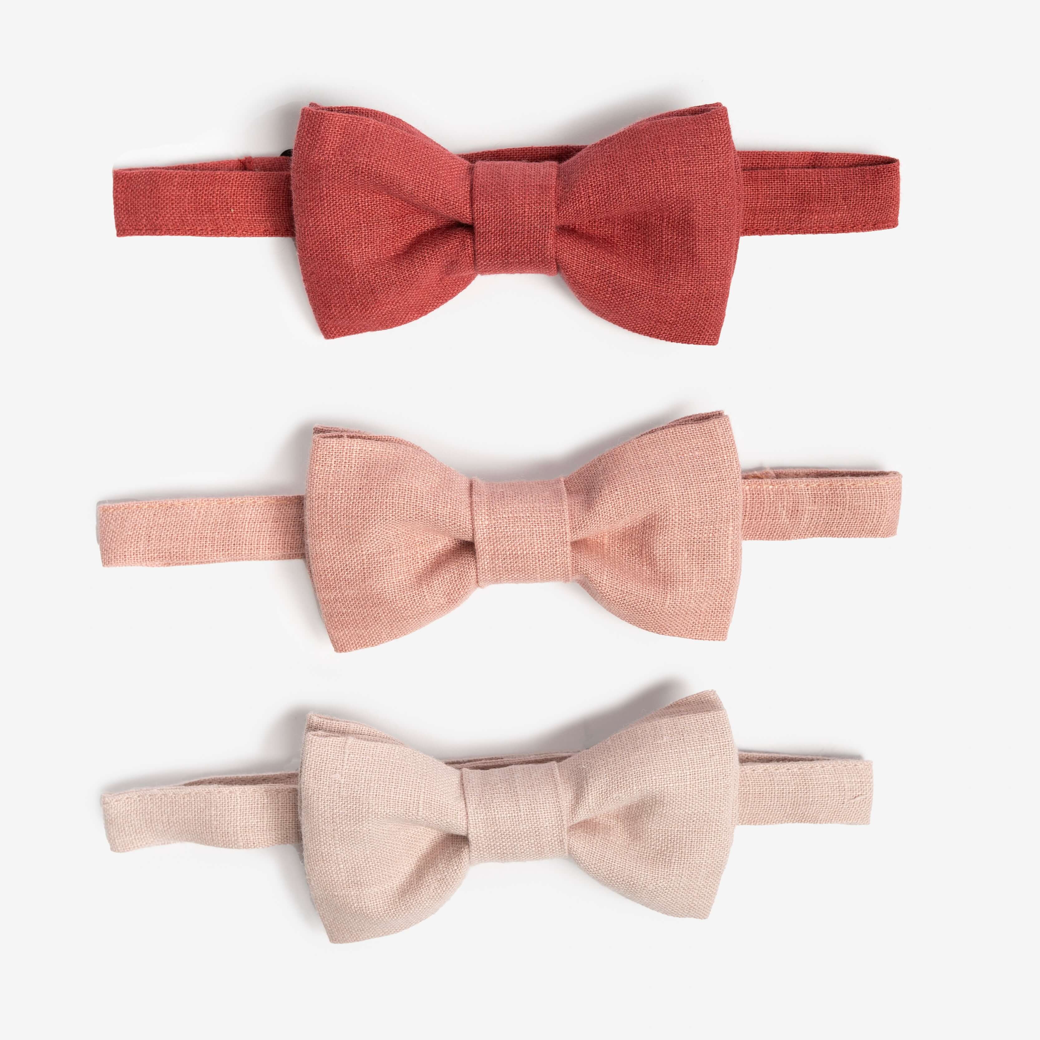 Raspberry Linen Bow Tie