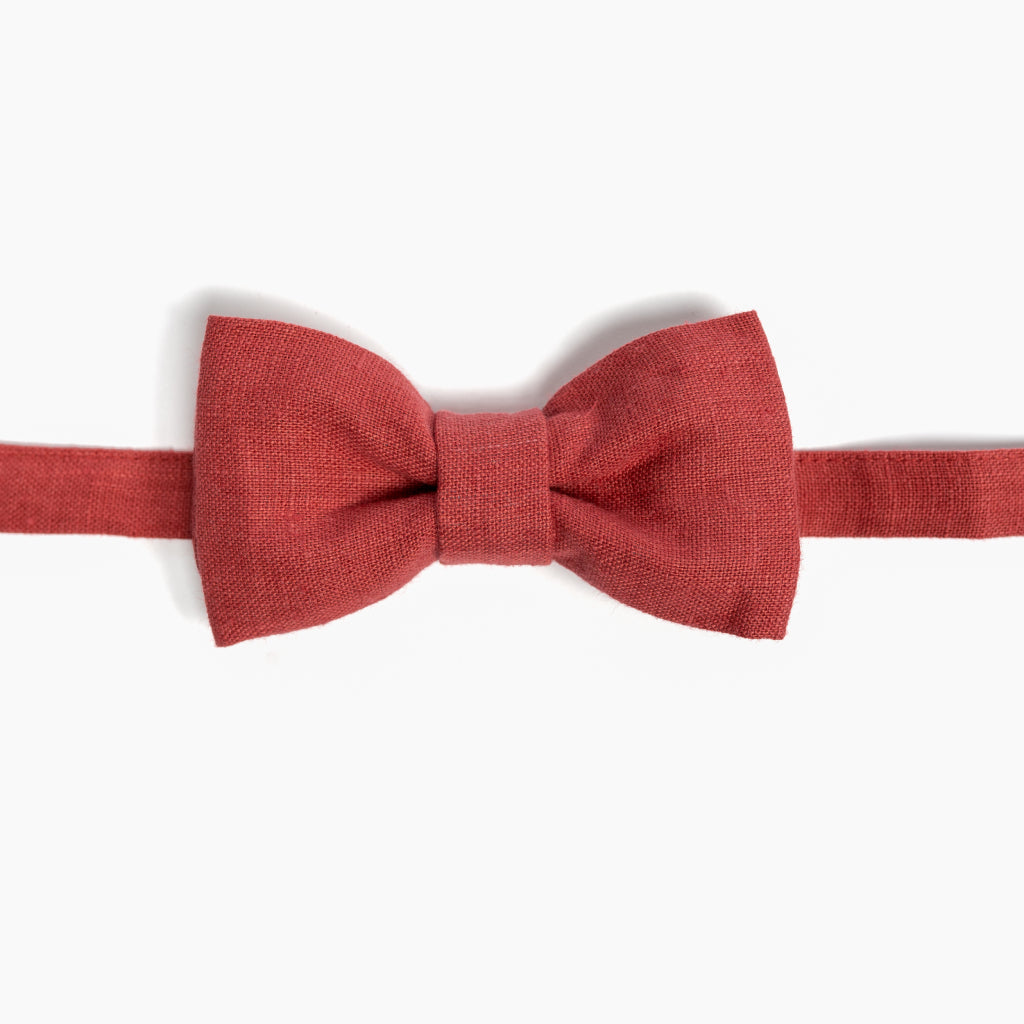 Raspberry Linen Bow Tie