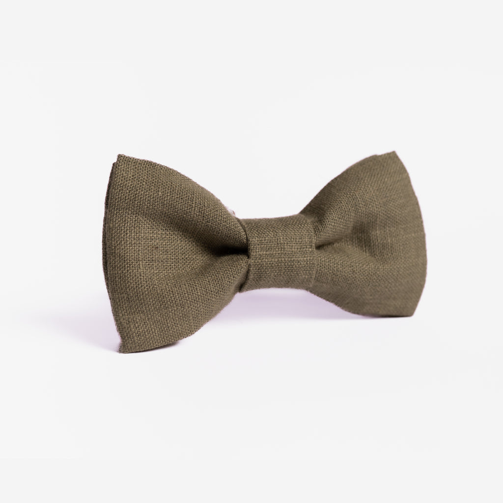 Ethically made dusty sage green linen bow tie