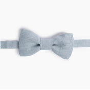 Glacier blue linen bow tie on white background