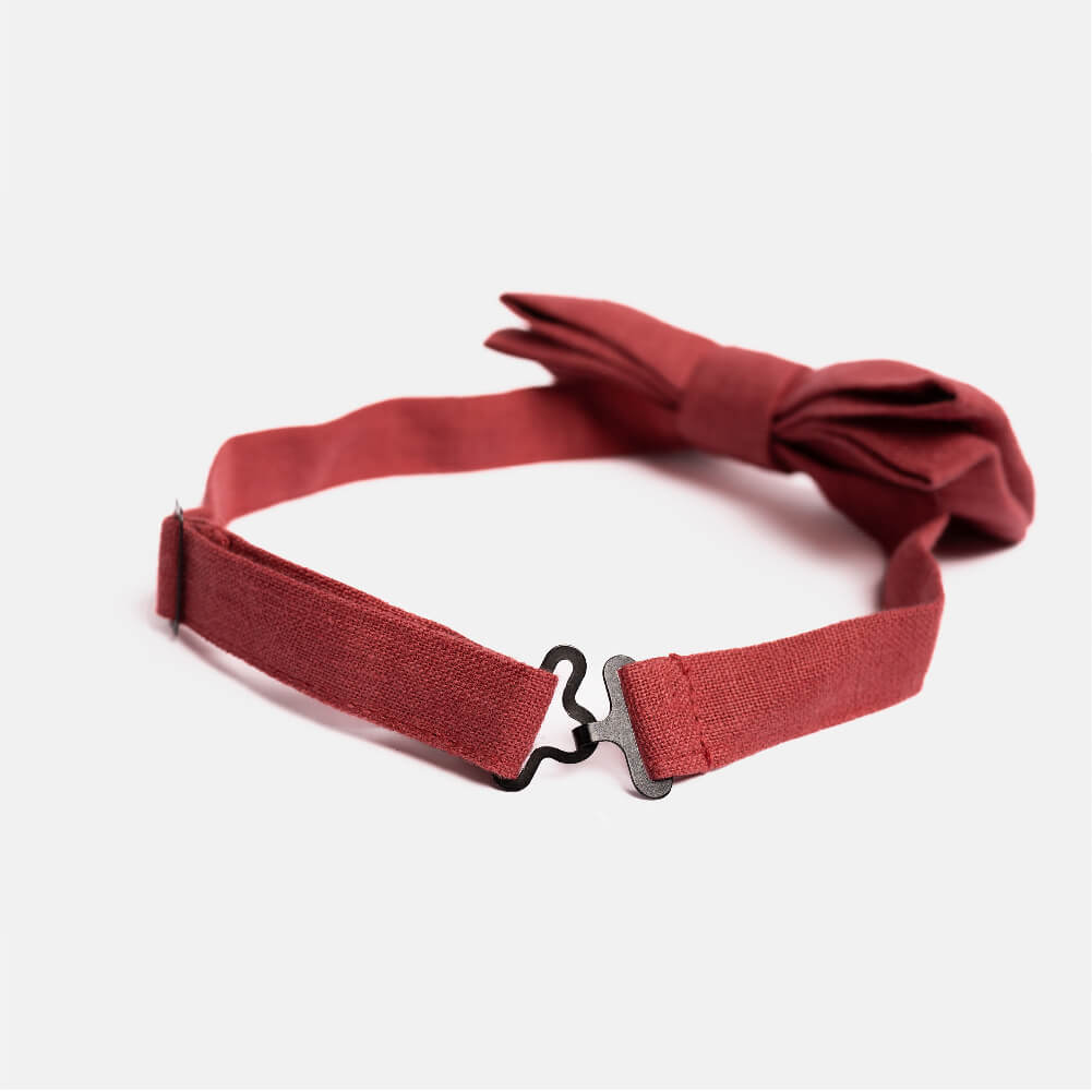 Raspberry Linen Bow Tie