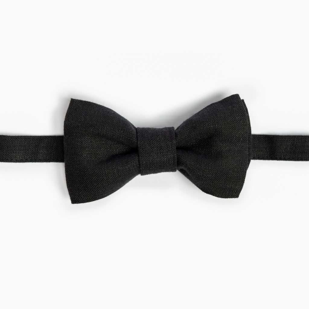 Black Linen Bow Tie
