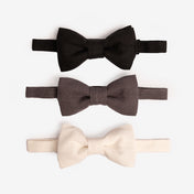 Selection of linen bow ties in black, grey and white