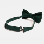 Dark forest green linen bow tie with hook fastener