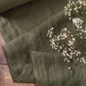 Khaki Green linen fabric, ready to cut, with dried flowers