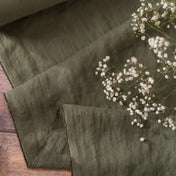 Washed Pure Khaki Green Linen Fabric 205 g/m²