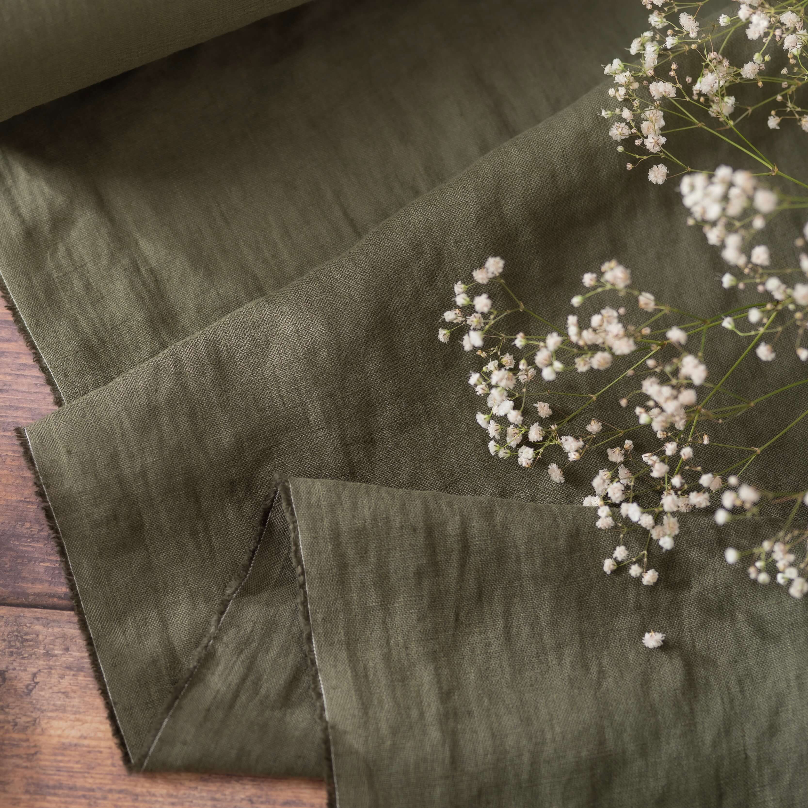 Moss Green Fabric 215 g/m2 – Linen Tales