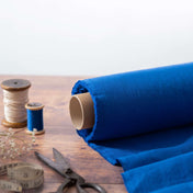 Washed Pure Royal Blue Linen Fabric 205 g/m²