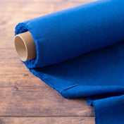 Washed Pure Royal Blue Linen Fabric 205 g/m²