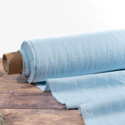 Washed Pure Light Sky Blue Linen Fabric 205 g/m²