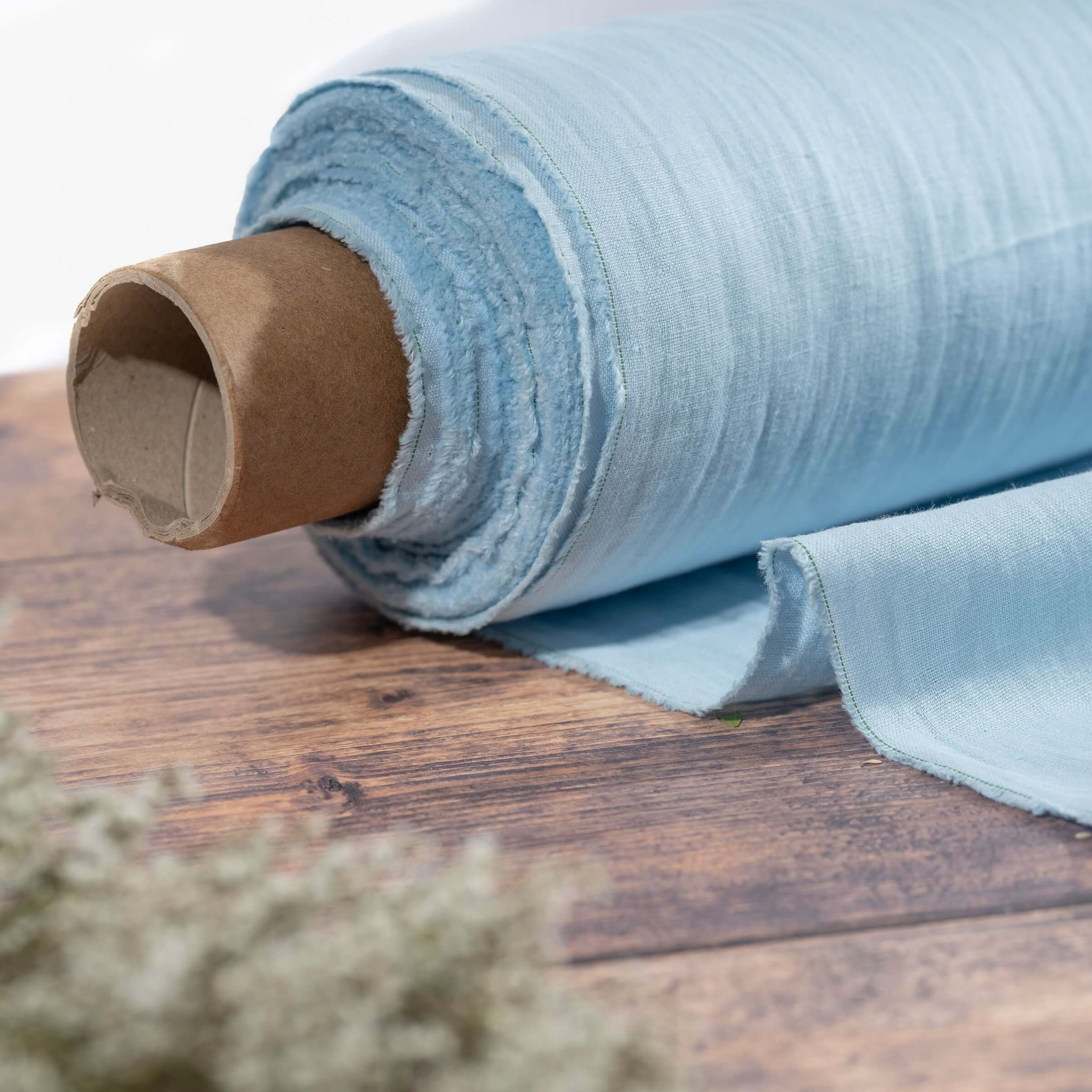 Pastel Blue - 100% Linen Fabric - Ontario, Canada