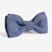Dusty blue linen bow tie