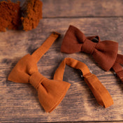 Terracotta Linen Bow Tie