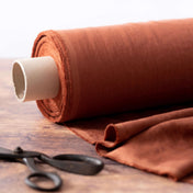 Washed Pure Terracotta Linen Fabric 205 g/m²
