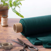 Washed Pure Dark Forest Green Linen Fabric 205 g/m²
