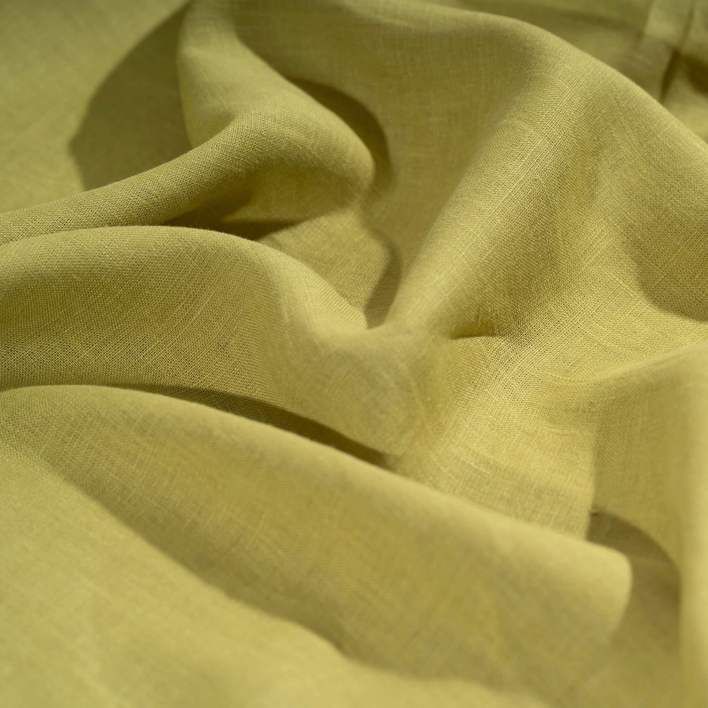 Washed Pure Lime Green Linen Fabric 205 g/m²