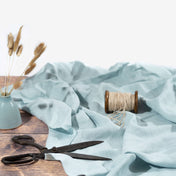 Washed Pure Light Duck Egg Blue Linen Fabric 205 g/m²
