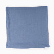 Dusty blue linen cushion cover without insert on white background