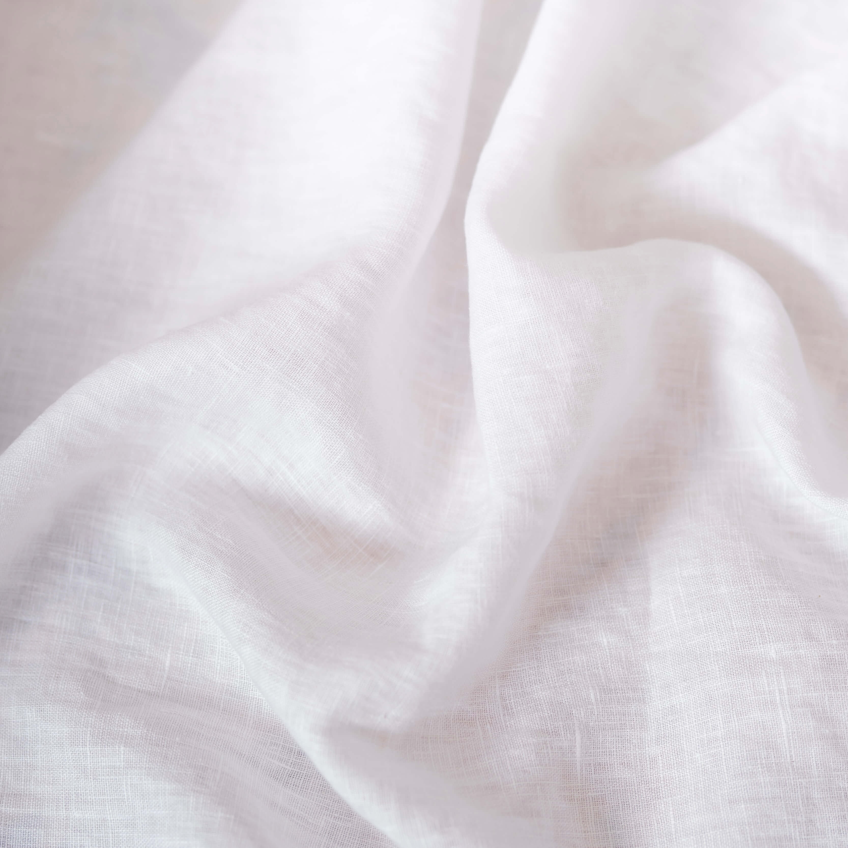 Washed Pure Bright White Linen Fabric 205 g/m²
