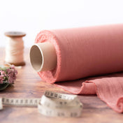 Washed Pure Rose Pink Linen Fabric 205 g/m²