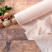 Washed Pure Pale Pink Linen Fabric 205 g/m²
