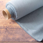 Washed Pure Blue Grey Linen Fabric 205 g/m²