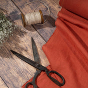 Washed Pure Brick Red Linen Fabric 205 g/m²